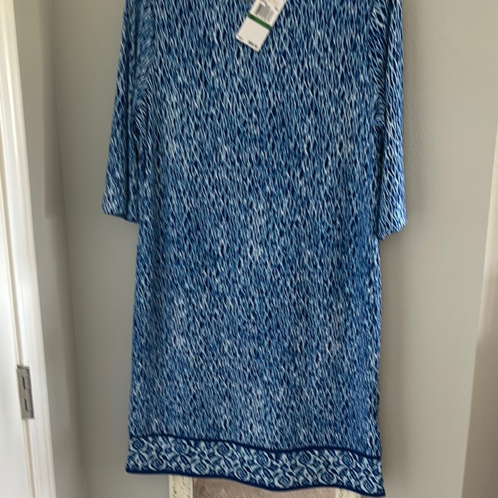 Michael Kors Blue Midi Dress with Textured Design